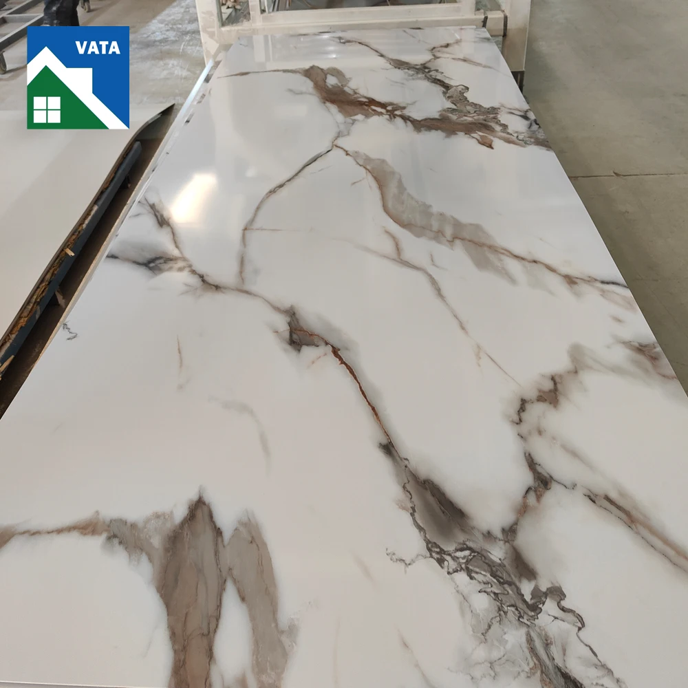 Indoor Decorative Sheet PVC Wall Panel 3D Printing UV Marble Plastic Sheet for Hotel