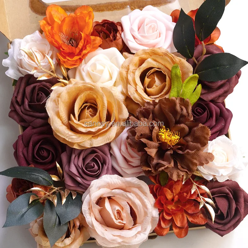 Home Decor Artificial flowers set silk flower Wedding Decoration Flowers Simulation Rose bouquet