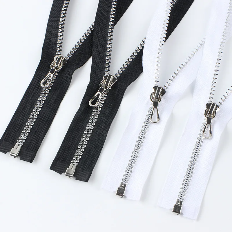 Fashion plastic zipper custom rhinestone for stage clothes #5 open end giant fashion decorative diamond rhinestone zippers