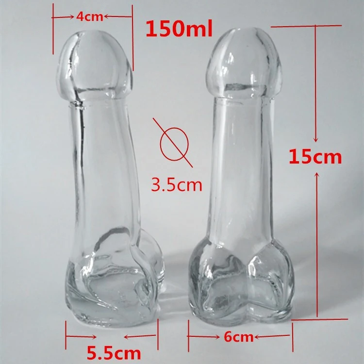 Transparent Penis Shape Drinking Wine Glass Bottle Mug Cocktail Cup Bar Party Dildo Glass Cup