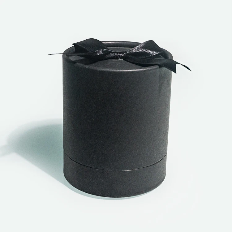 Модная Подарочная коробка черного цвета, роскошная черная круглая подарочная коробка, одноразовая лента, черная Подарочная бумажная трубка