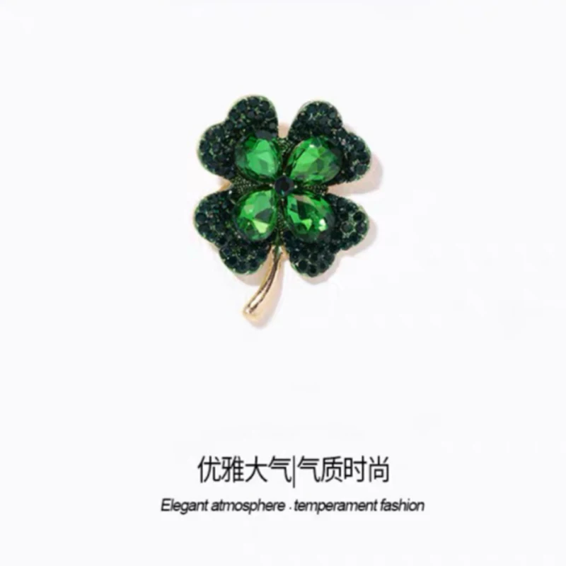 Luxury Design 18k Gold Plated Large Rhinestone Brooch Pins Clover  Brooch Women  Channel Brooch Pins