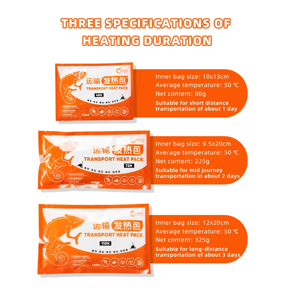 Long timeHeat Packs For Reptile And Fish Pet Transport Heating Pack 72 Hour For Live Plant Heat Pack Pets Shipping Warmer