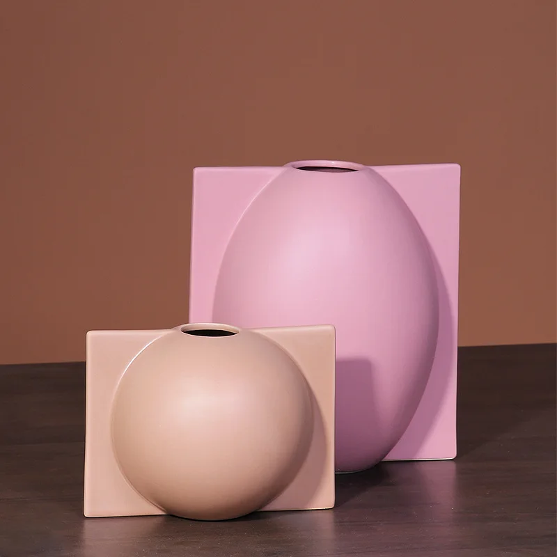 New Products Handmade Table Decoration  Egg Yo-Yo Barbel Shape Colourful Ornaments Model Ceramic Vase