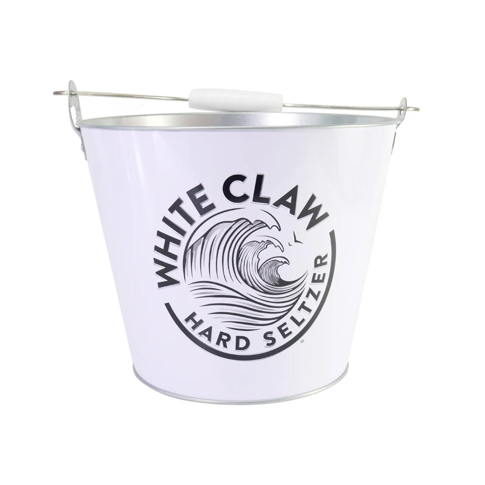 Factory Creative Style Customized Logo Beer Champagne Galvanize Iron Ice Bucket For Christmas Decoration