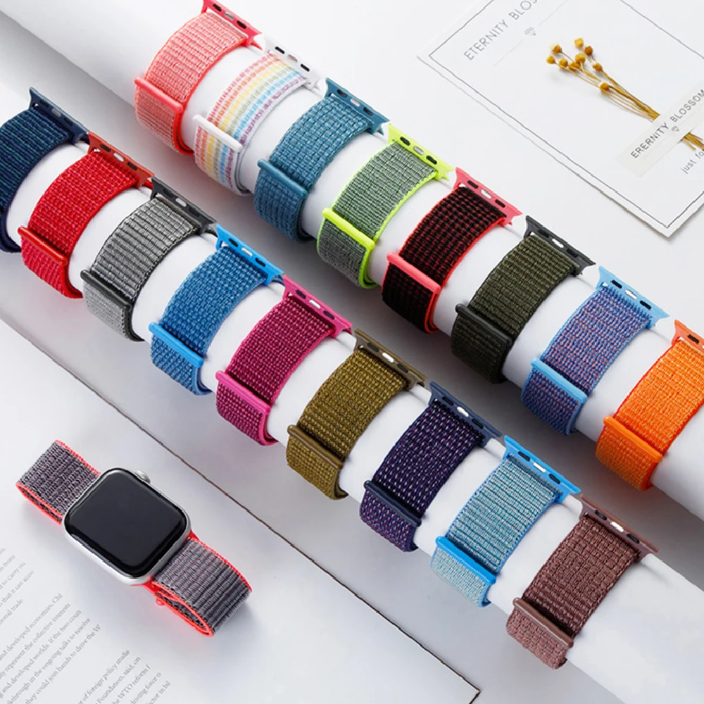 LOGO Custom Nylon Braid Loop Wrist Smart Watch Belt Straps Band For Apple IWatch 7 6 5 4 41mm 45mm 40mm 44mm