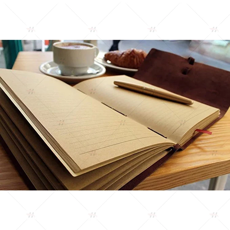 
Gift Handmade Notebook Lined Paper Genuine Leather Bound Daily Notepad Journal 