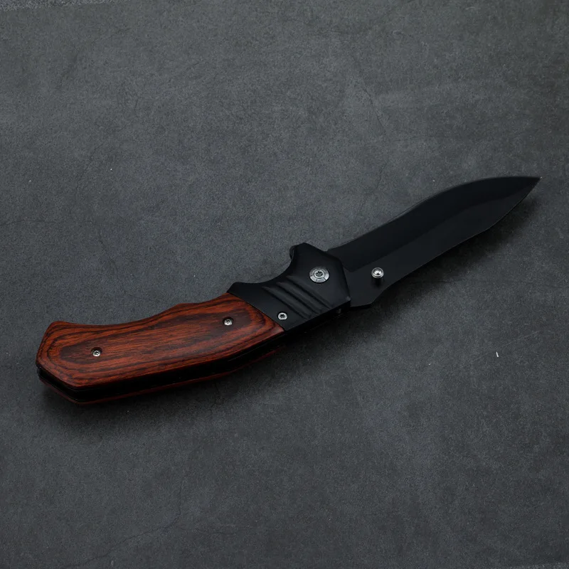 Hot Sale Manufacturer Custom Trending Product EDC Survival Camping Gear Wooden folding knife wood handle outdoor knife