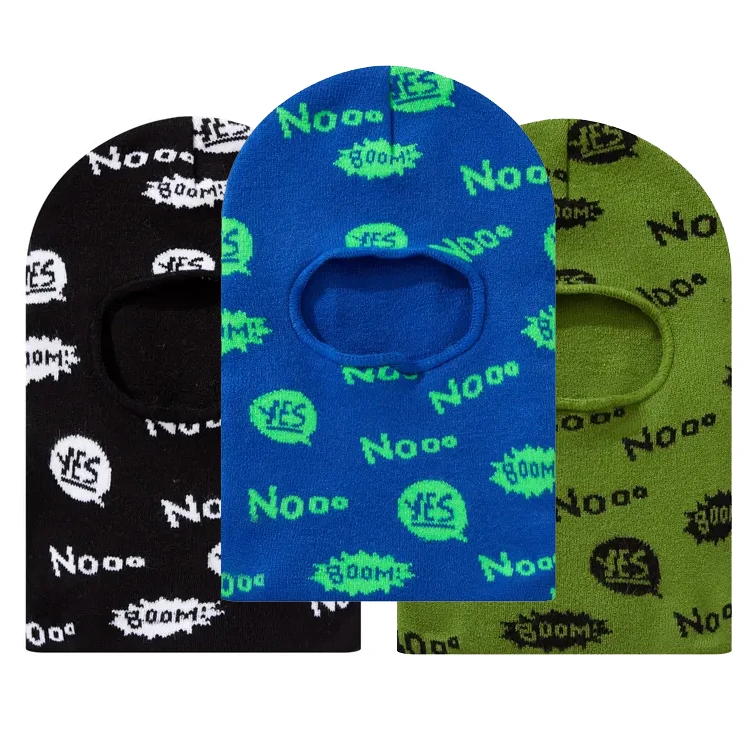 Comfortable Unisex Custom Made Jacquard Knit Beanie One Hole Balaclava Beanie