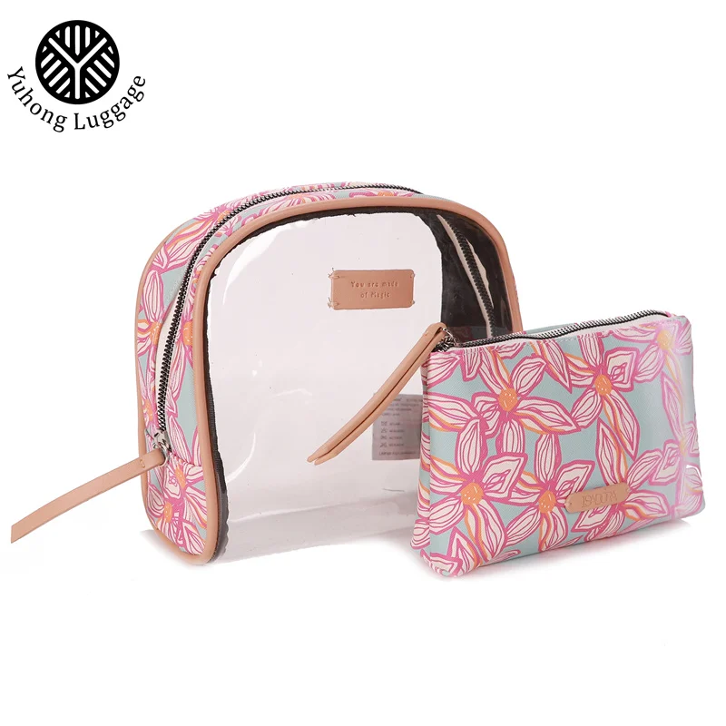 Yuhong  PVC Cosmetic Transparent Bag Waterproof Clear Travel Toiletry Bag Custom Cosmetic Make up Bag