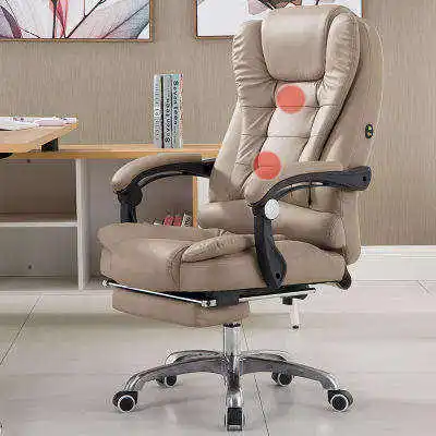 Office Furniture Luxury Black Soft Ergonomic Massage Executive Recliner Boss Chairs Leather Office Chair With Footrest