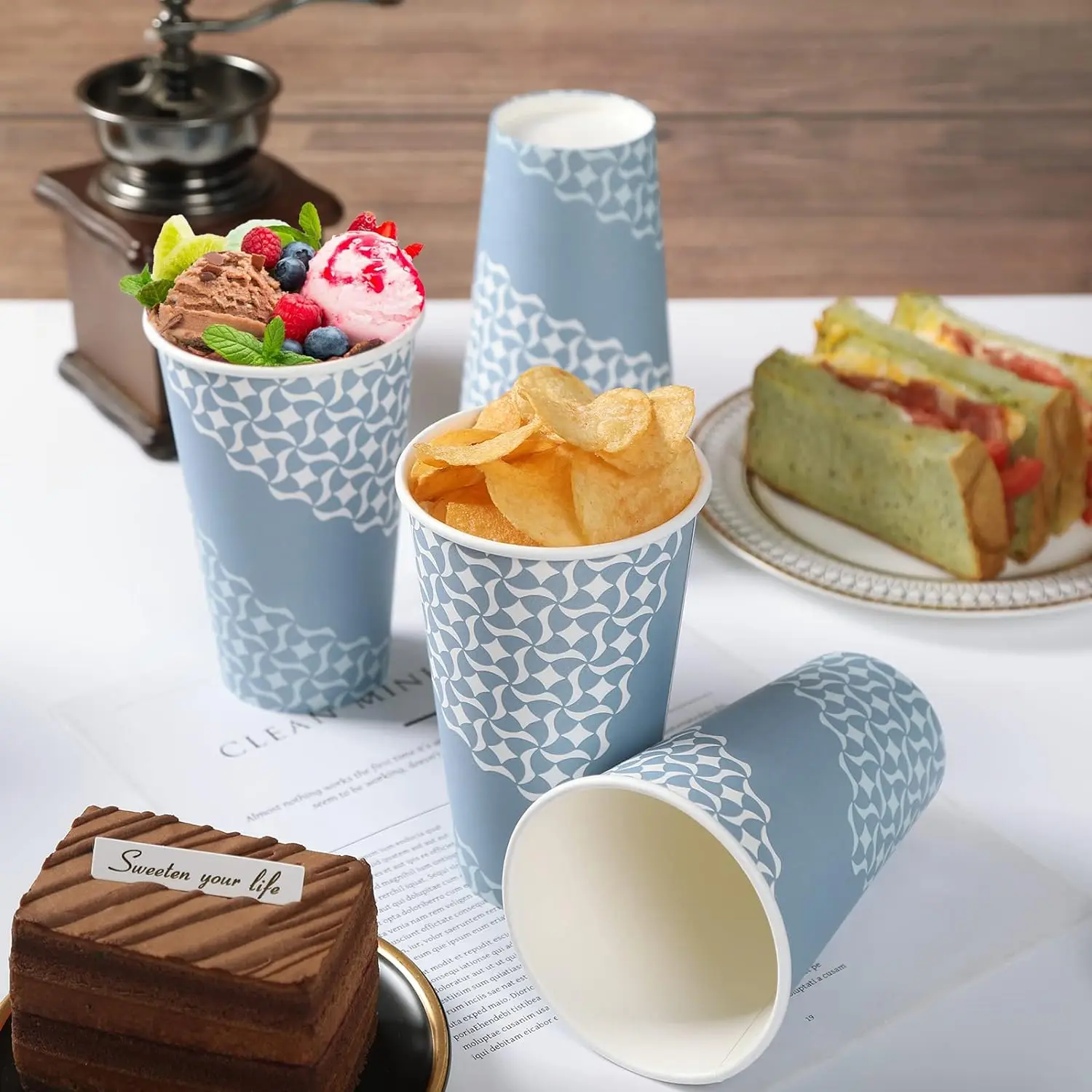 2023 new factory prices disposable paper cup hot paper cup coffee cup solid color household portable