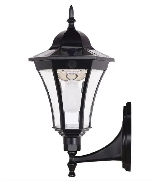 
Black Die-cast Aluminum Glass Solar Powered Rechargeable Battery Operated Light&Body Sensor Wall/Stigma/Lawn/High Pole light 