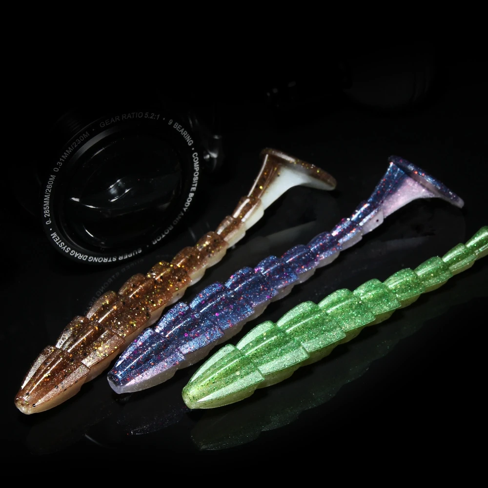 Top Right  S045 70mm 90mm 115mm Soft Swimbait Shad Bait Bass Fishing Lures Paddle Tail Soft Plastics Lures