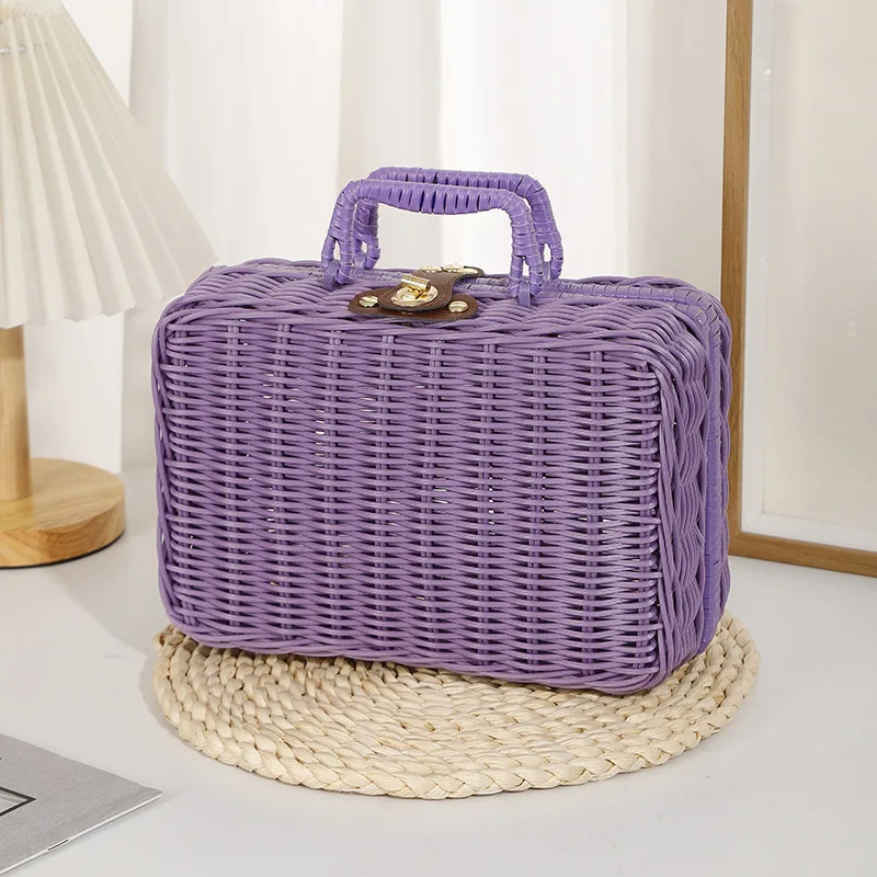 picnic plastic storage basket with handle easter woven gift box kids toy storage custom vintage suitcase