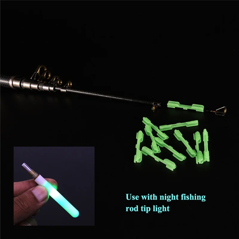 10pcs/set Night Fishing Rod Tip Light Holder Fishing Tackle Accessories Lure Clip Used On Fishing Rod For Chemical Light Stick