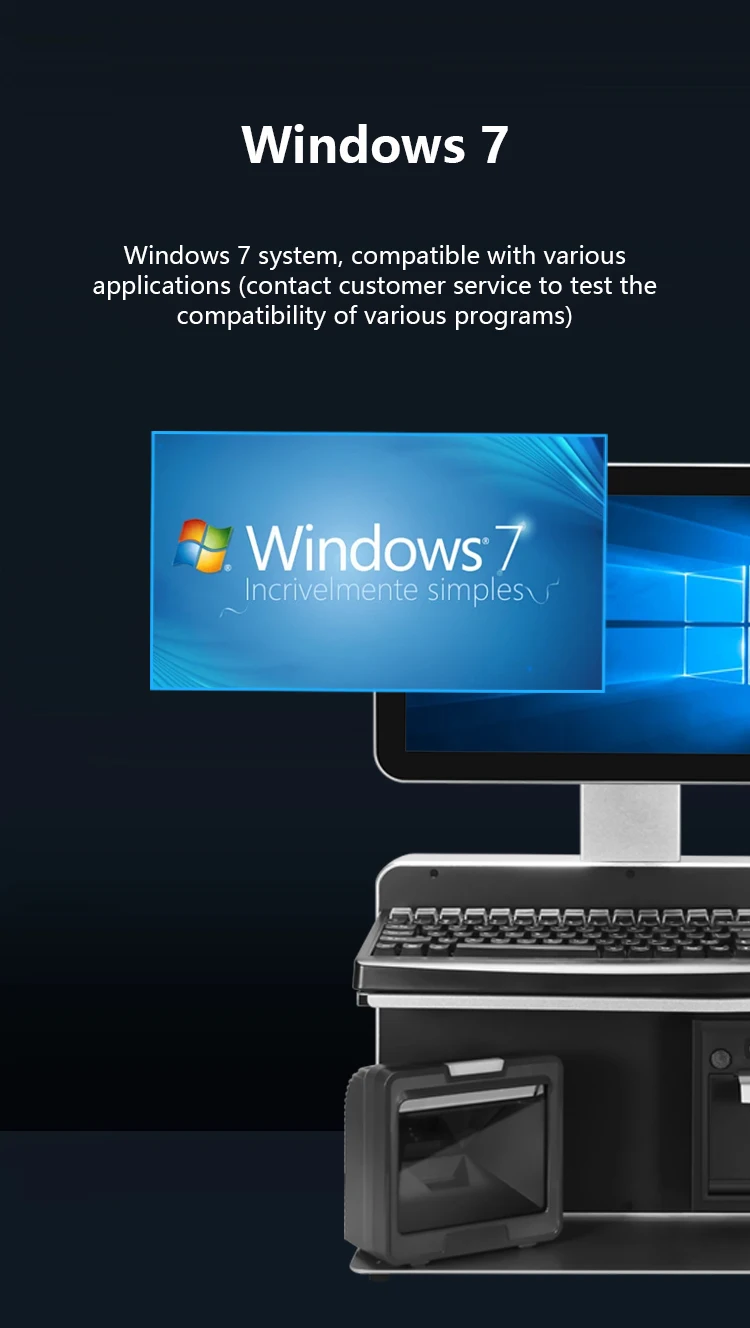 Factory Wholesale 14 15.6 inch Win Touch Screen All In One Pos System Cashier Cash Register With Printer Cash Drawer Keyboard