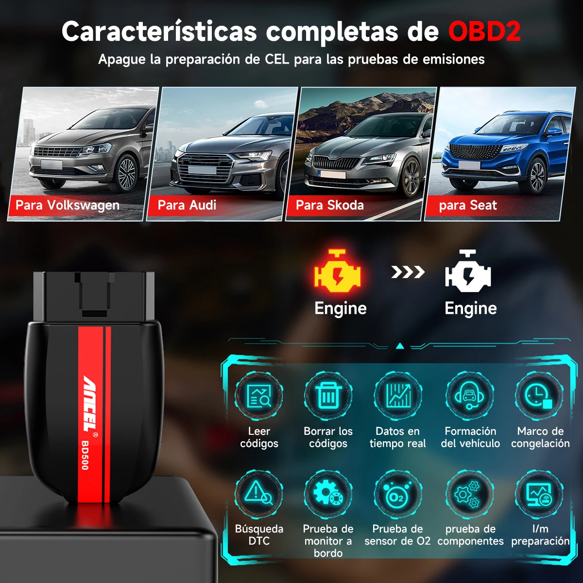 ANCEL BD500 OBD2 Car Diagnostic Tools Professional Code ReaderEPB Service Throttle Learning For VAG Vehicles OBD2 Auto Scanner
