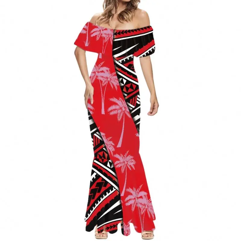 fishtail evening dresses new model Polynesia Tribal Printed Puletasi Maxi Dresses Women Wholesale Bodycon Dress Women