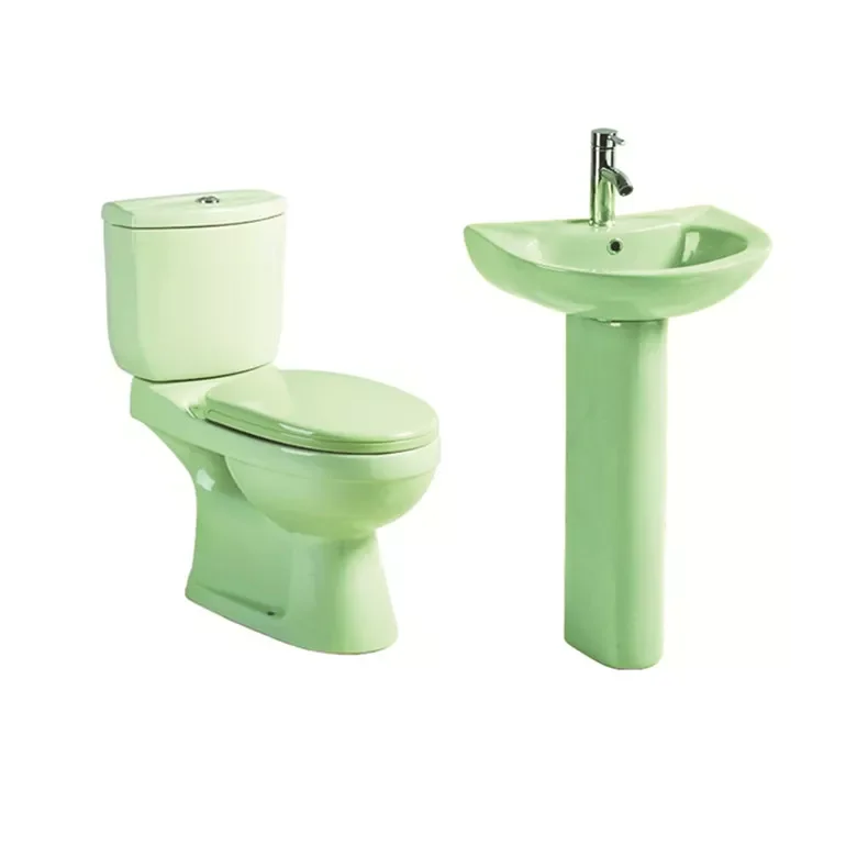 Modern style ceramic sanitary ware two piece toilet bowl color bathroom wc toilet and basin toilet set