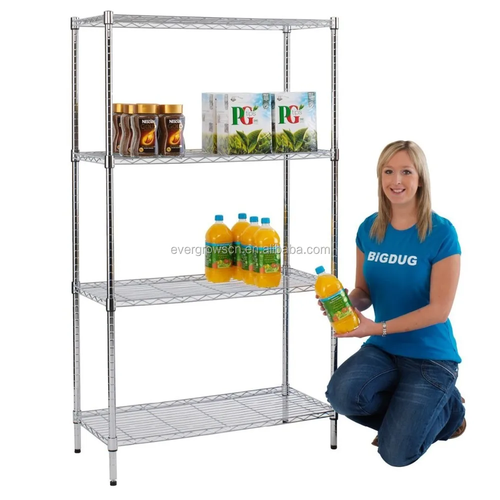 NSF утвержденный сверхмощный хром проволочный Стеллаж с роликами
