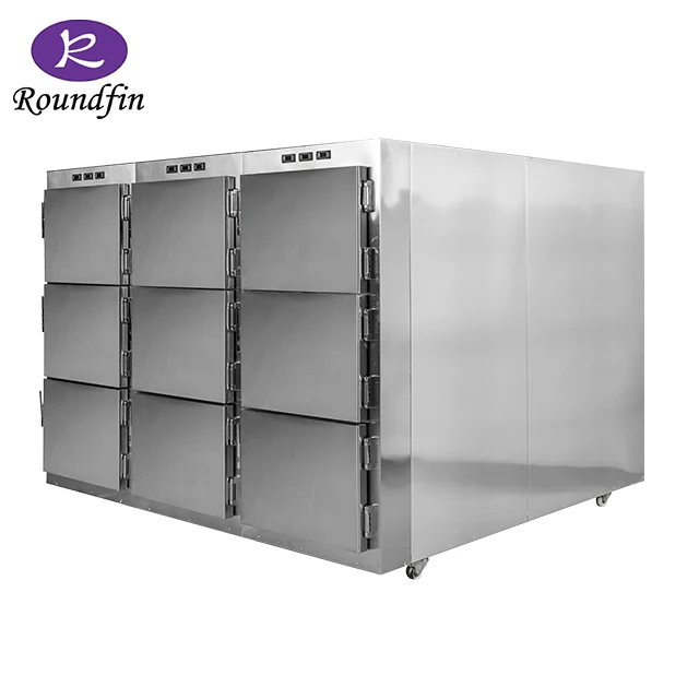 High Material Hot Sale RD-9 Nine doors mortuary freezer with standby SECOP Compressors Refrigerators 2, 4, 9 Bodies corpses free