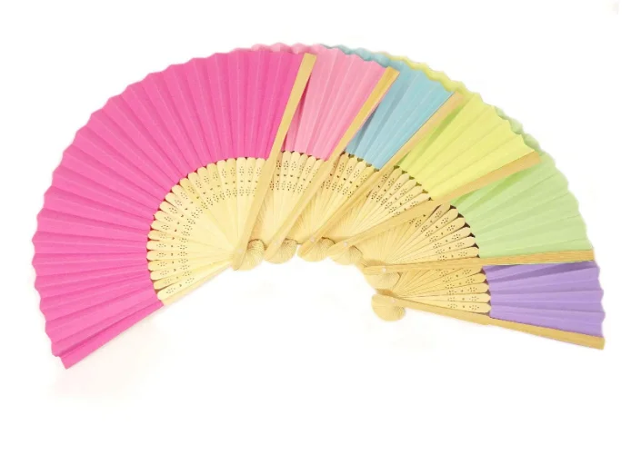 Folding Paper Fan Elegant Chinese Vintage Folding Bamboo Ribs Fan DIY Blank Paper Fan Wedding Shower Party Decor Classical Dance