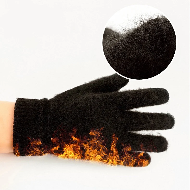 2024 New style unisex Anti Slip Cashmere Knitted Gloves Winter Warm Touch Screen Gloves Pvc Dots Non-Slip Gloves