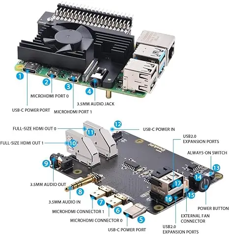 Custom OEM ODM Raspberry Pi 4 Model B Raspberry Pi 4B Box Housing Pi 4 Case with Heatsink Fan