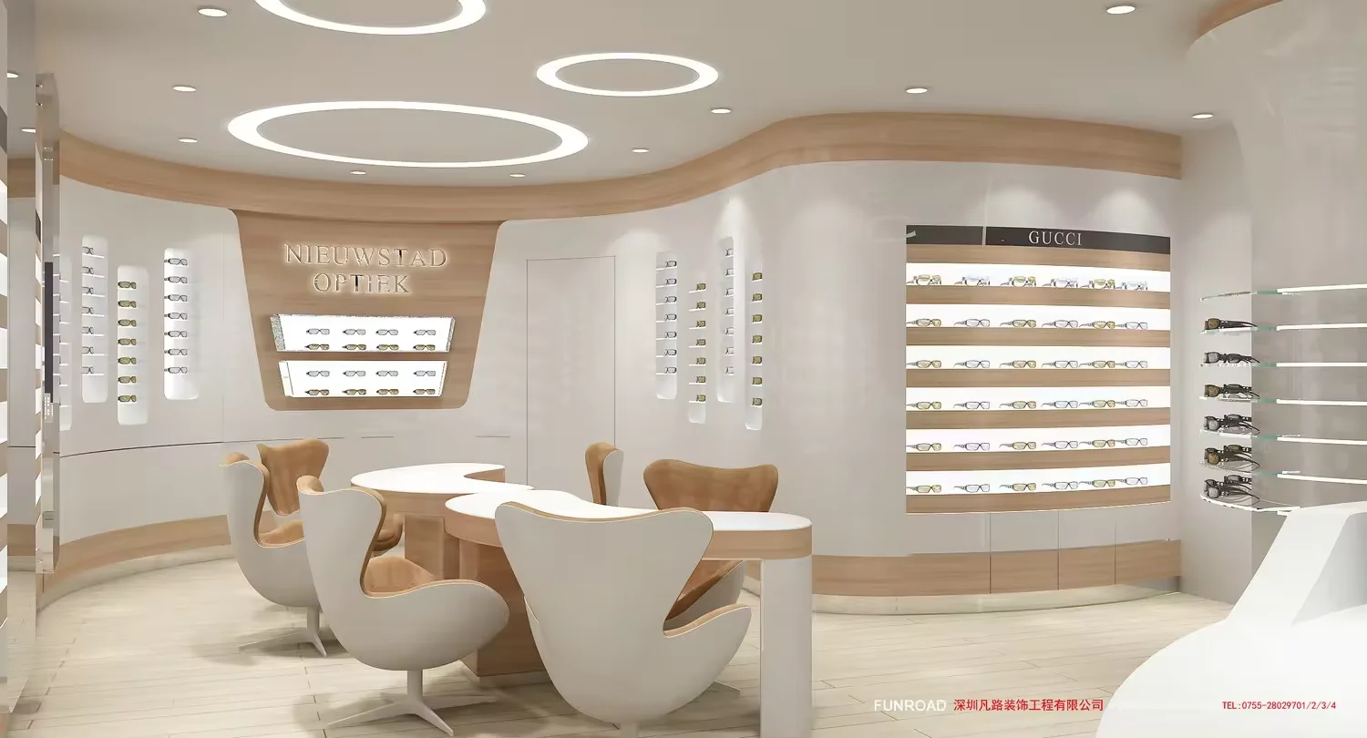 Optical store interior design sunglass shop fitting eyewear retail display showcase eyeglass display cabinet