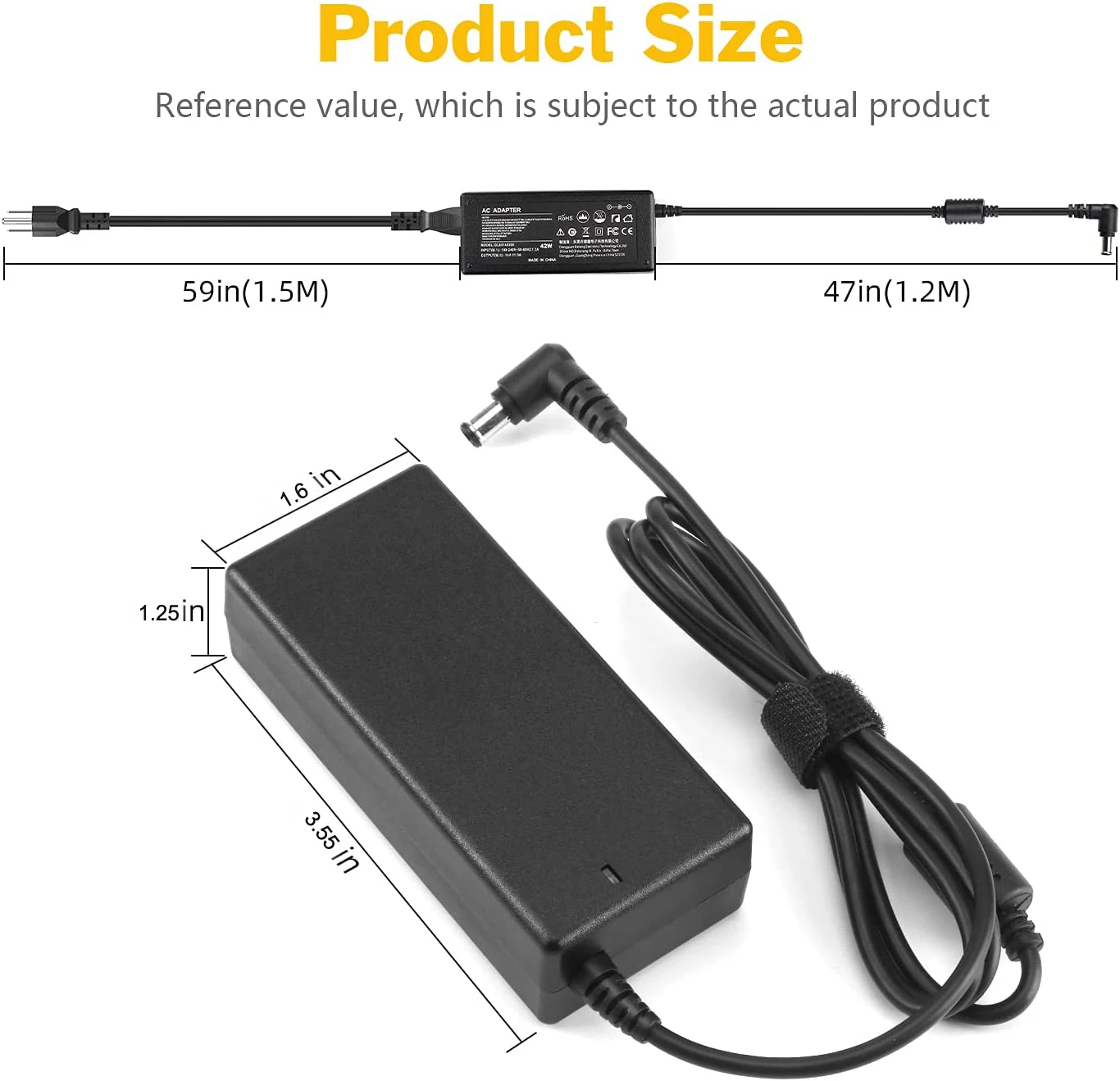 14V 3A Power Supply,AC DC Converter100-220V to14 Volt 3 Amp for LED Strip Light DVR NVR Security Cameras System CCTV Accessories