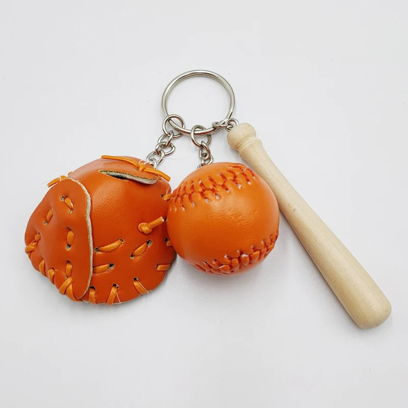 Sports Car Key Chain Key Ring Gift For Man Baseball glove wooden bat keychain