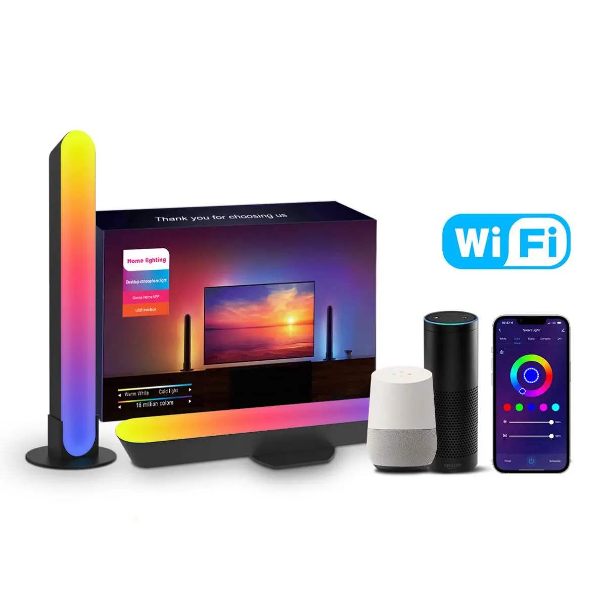 WIFI Tuya APP Control Music Sync LED Bar Smart Light Bars Ambient Light TV For Entertainment PC TV Room Decoration