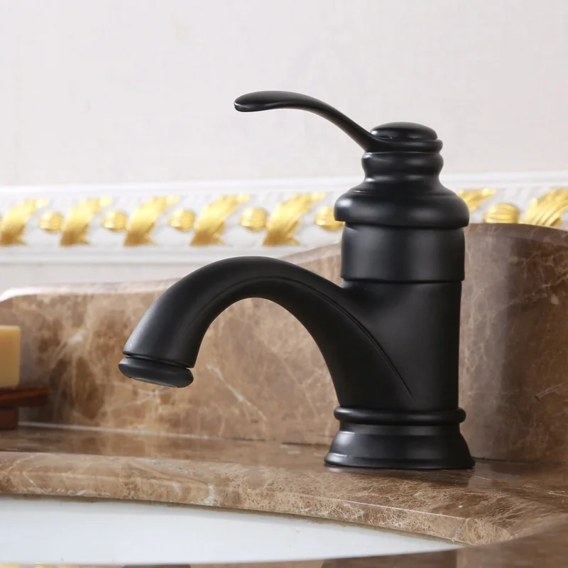 Matte Black Antique Vanity Single Handle Mixer Tap Oil Rubbed Bronze Bathroom Basin Bath Sink Faucet