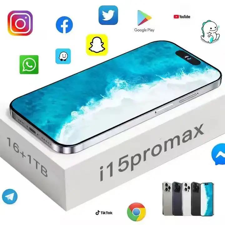 Original i15 15 Pro Max 6.7 Inch 12GB + 512GB Smartphone 8-Core Clone HD Screen Resolution Unlocked 14 Pro Max Mobile Phone