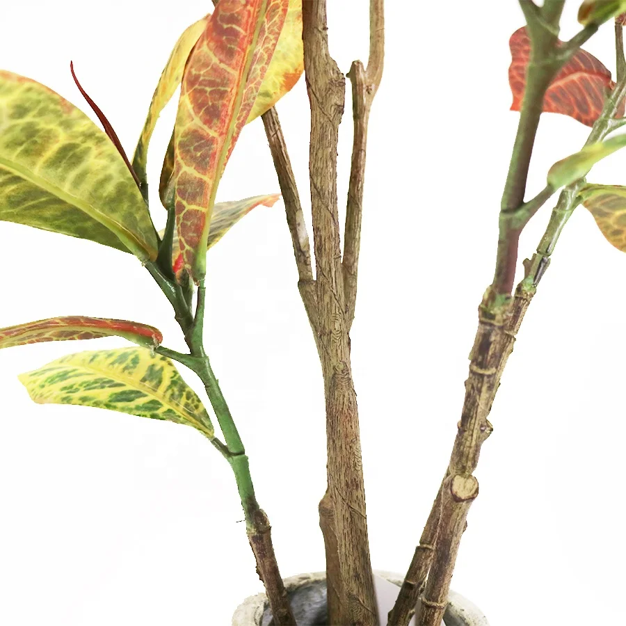 Good quality 122cm high faux croton tree with pot for indoor decoration