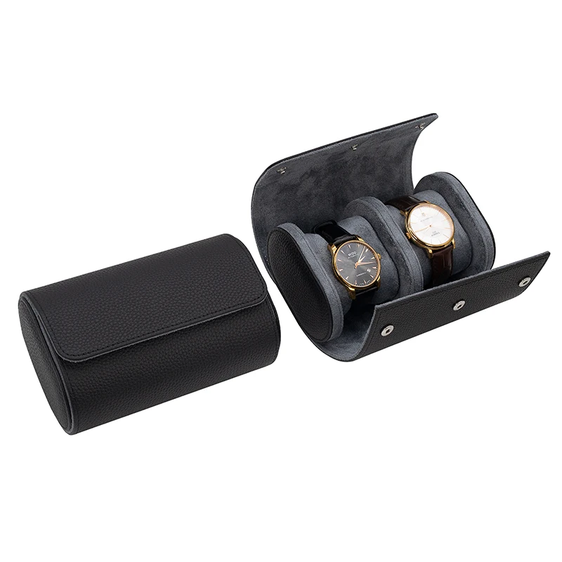ready to ship Low Moq 2 slot travel watch roll case for men