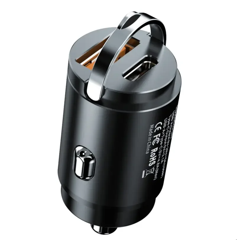 100W Car Mini Charger Fast Charging Dual USB Type C Auto Cigarette Lighter Adapter Accessories 12-24V Charger