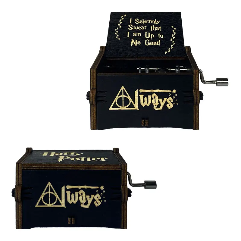 New Arrival Customized Wooden Mini Music Box Hand Cranked Laser Engraved Music Boxes Custom Song Christmas Gifts