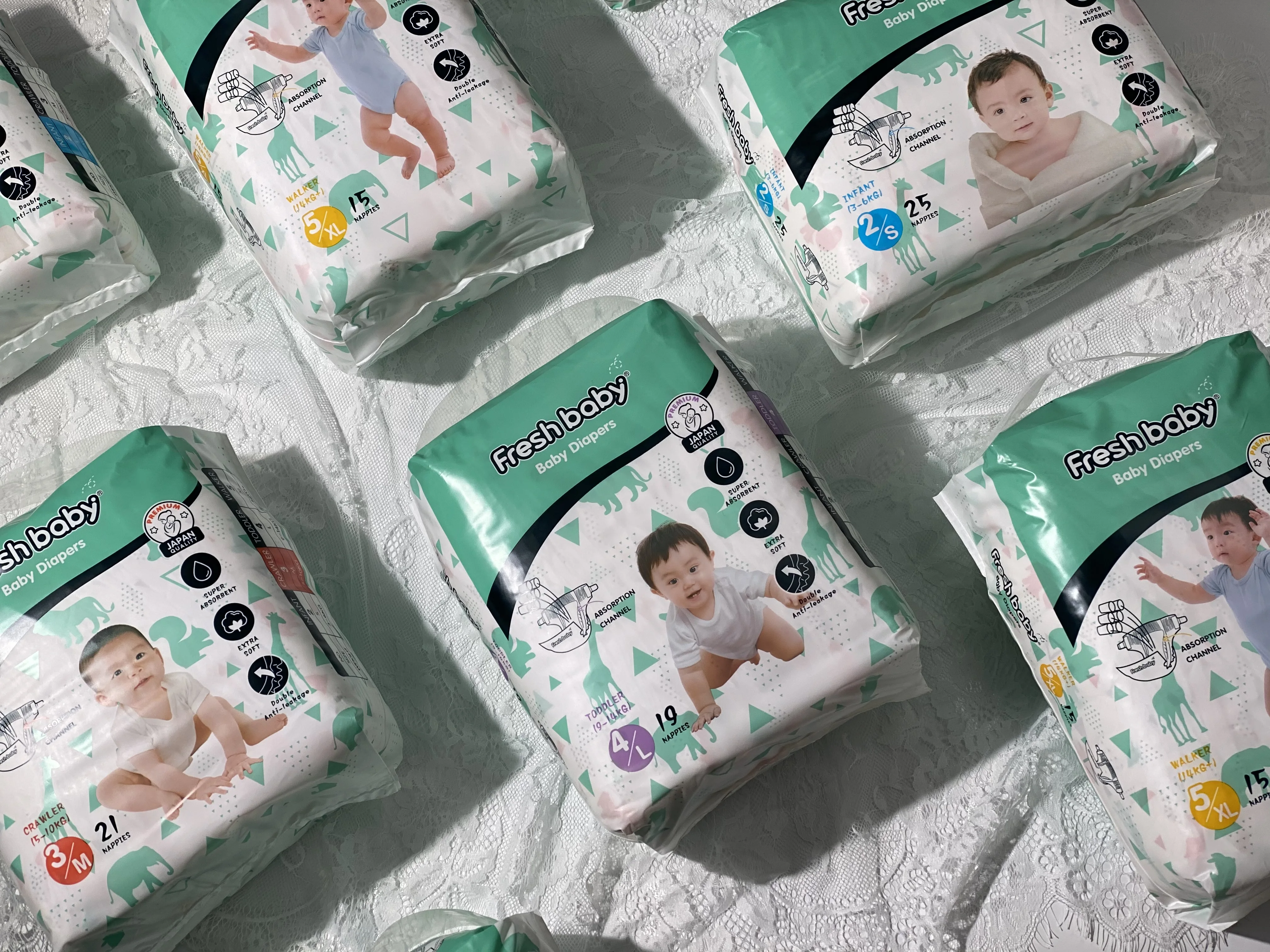 Baby Supplies Products New Technology OEM disposable baby diapers with double absorbent core