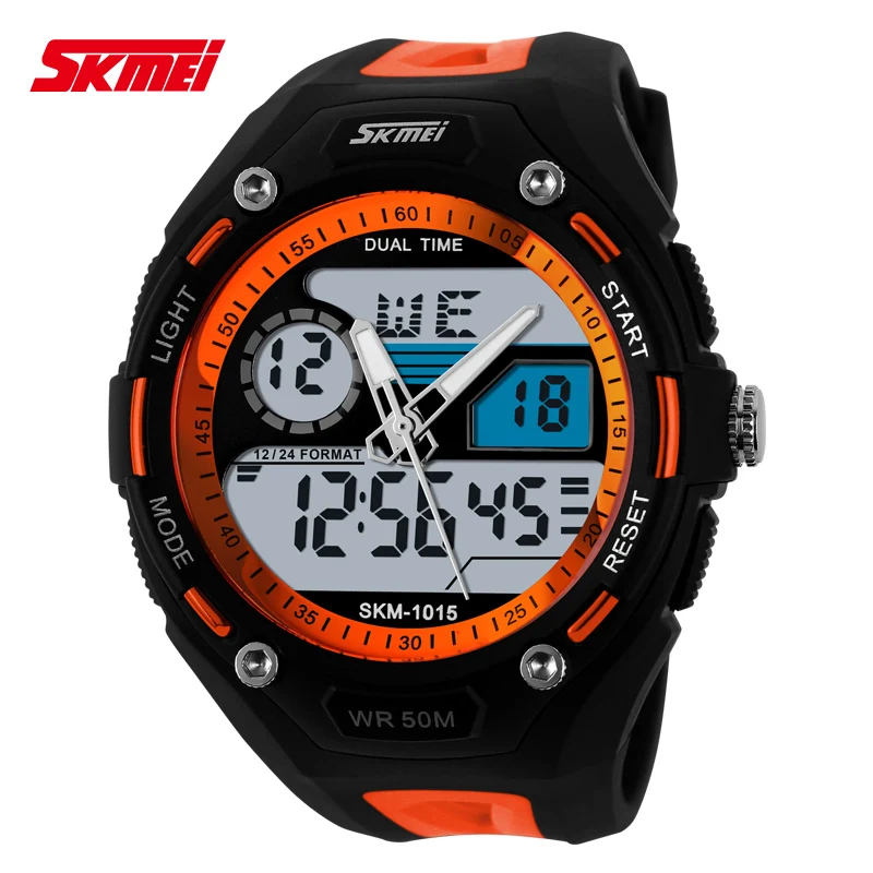 SKMEI 1015 Men Quartz Analog Digital Watch Fashion Design Water Proof Multifunction Complete Calendar Day Alarm Sport Watch