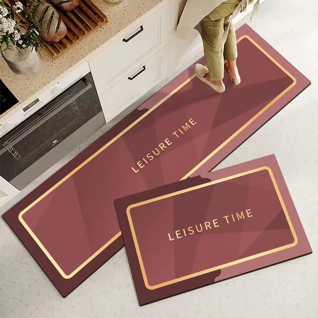 Non Slip Heat Resistant Anti Fatigue Custom Printed Oil Proof PVC Printing Plastic Floor Area Rugs Set Washable Kitchen Mat