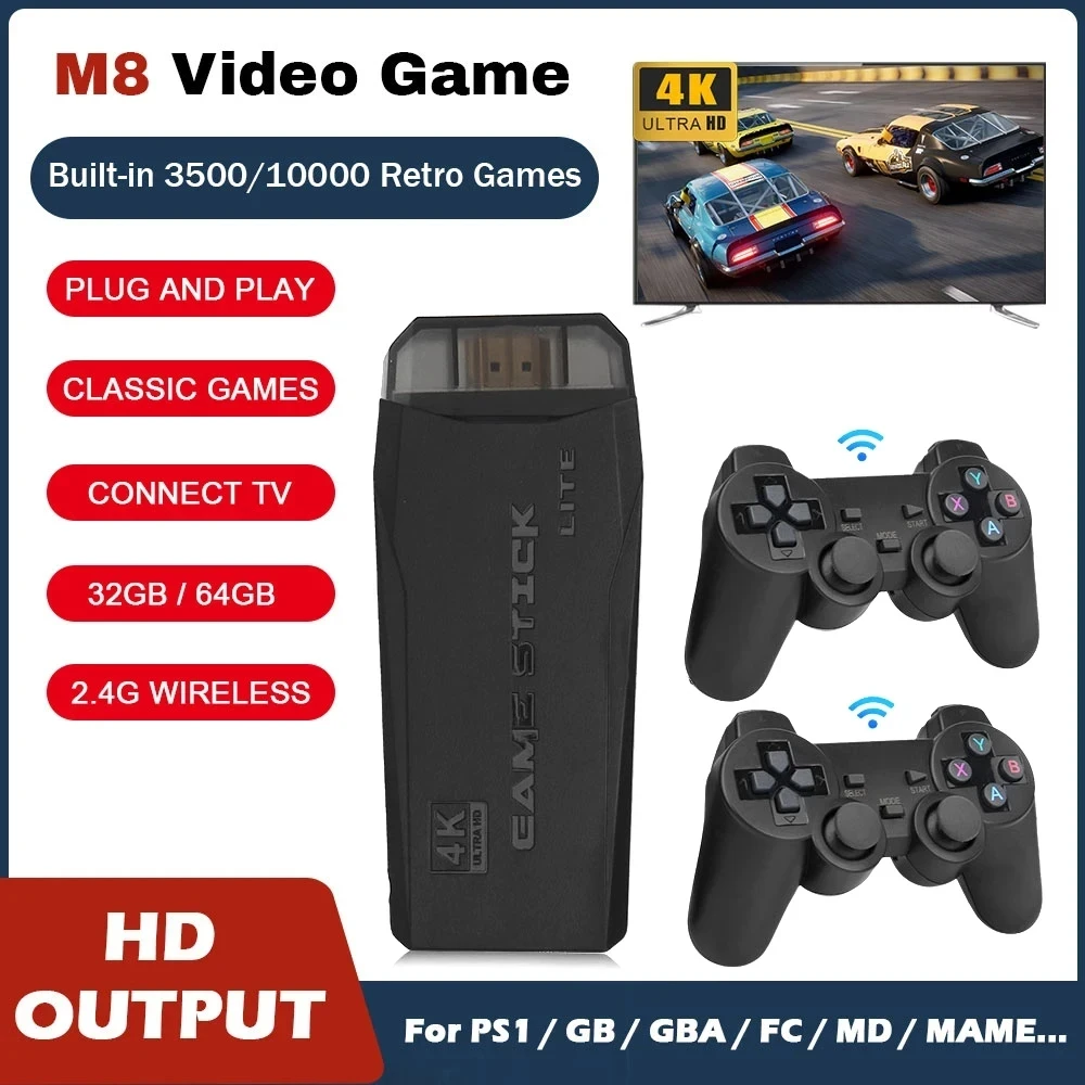 Игровая консоль M8 32G 64G двойной контроллер PS1 Ретро аркадная домашняя игровая m8 трансграничная игра Рождественский подарок