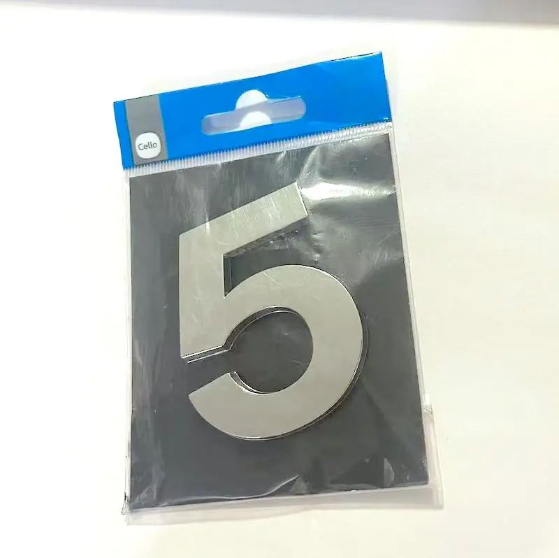 ABS Sliver Metal Number Sign Metal Craft Decoration Wall Art Nameplate Office Door Machine Metal Letter Souvenir gift