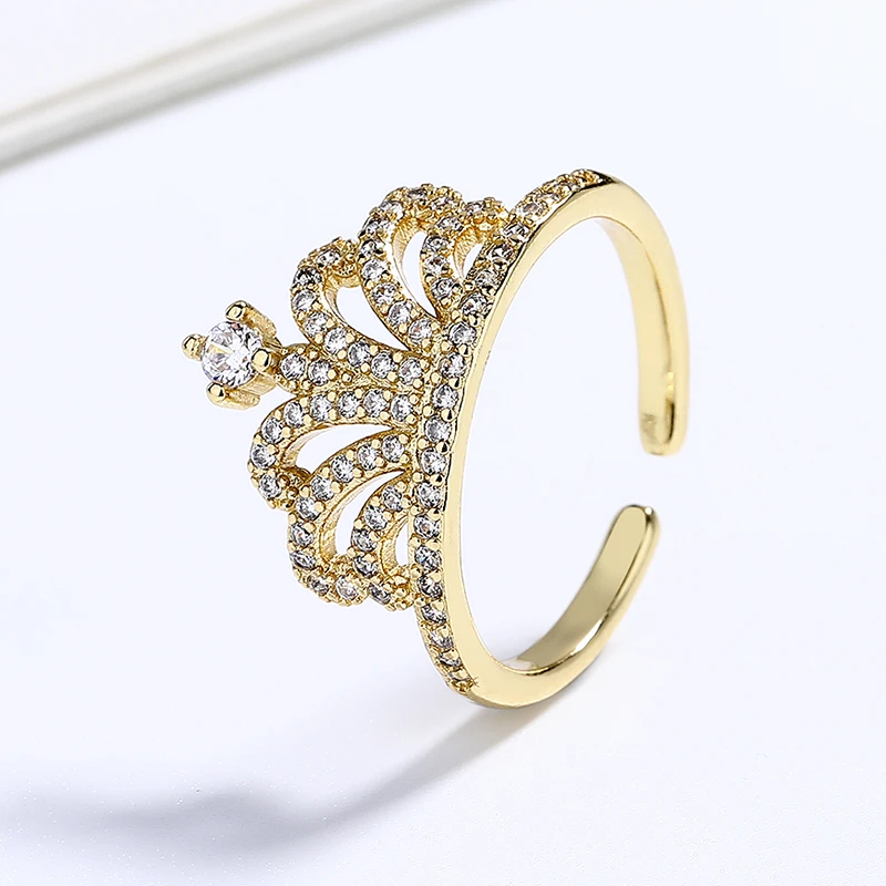 Majestic 18K Gold Plated Crown Rings Wholesale Fashion Elegance Women Fashion Jewelry Rings With Aaa Cubic Zirconia