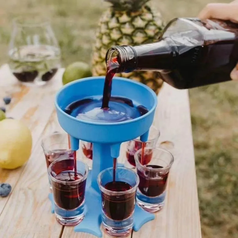 
Holiday Bar Camping Accessories Tools 6 Shot Glass Wine Beer Quick Filling Liquor Dispenser For Party Drinking Games 