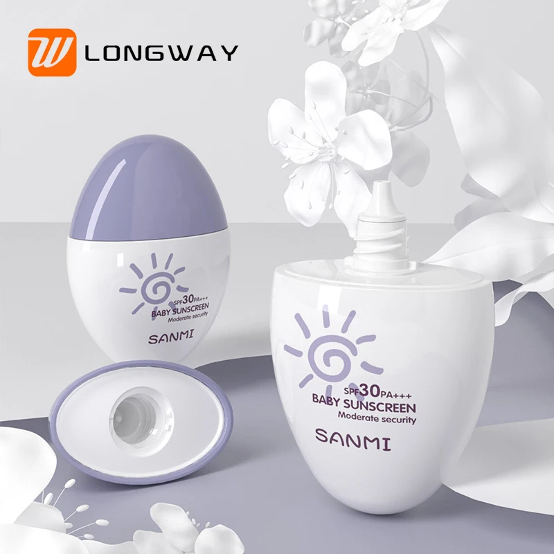 Empty 30/50ml egg shaped sunscreen bottle refillable sun care packaging