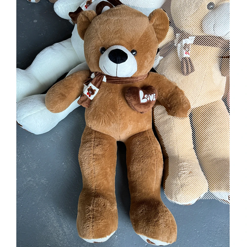 Unstuffed Giant Teddy Bears With Scarf Love Heart Big Animal Soft Toy Peluches Stuffed Animal Toys Plushies Baby Toys