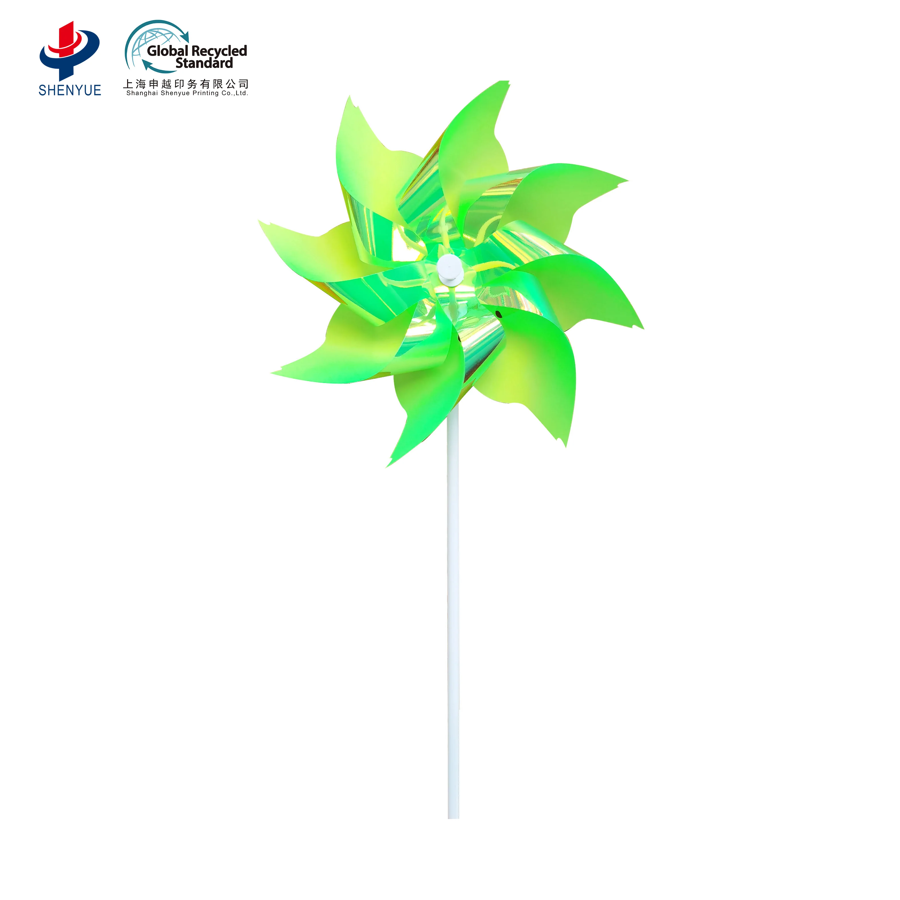 High quality multi-shapes fun spinning windmill toy sparkly PET material carton box package pinwheel