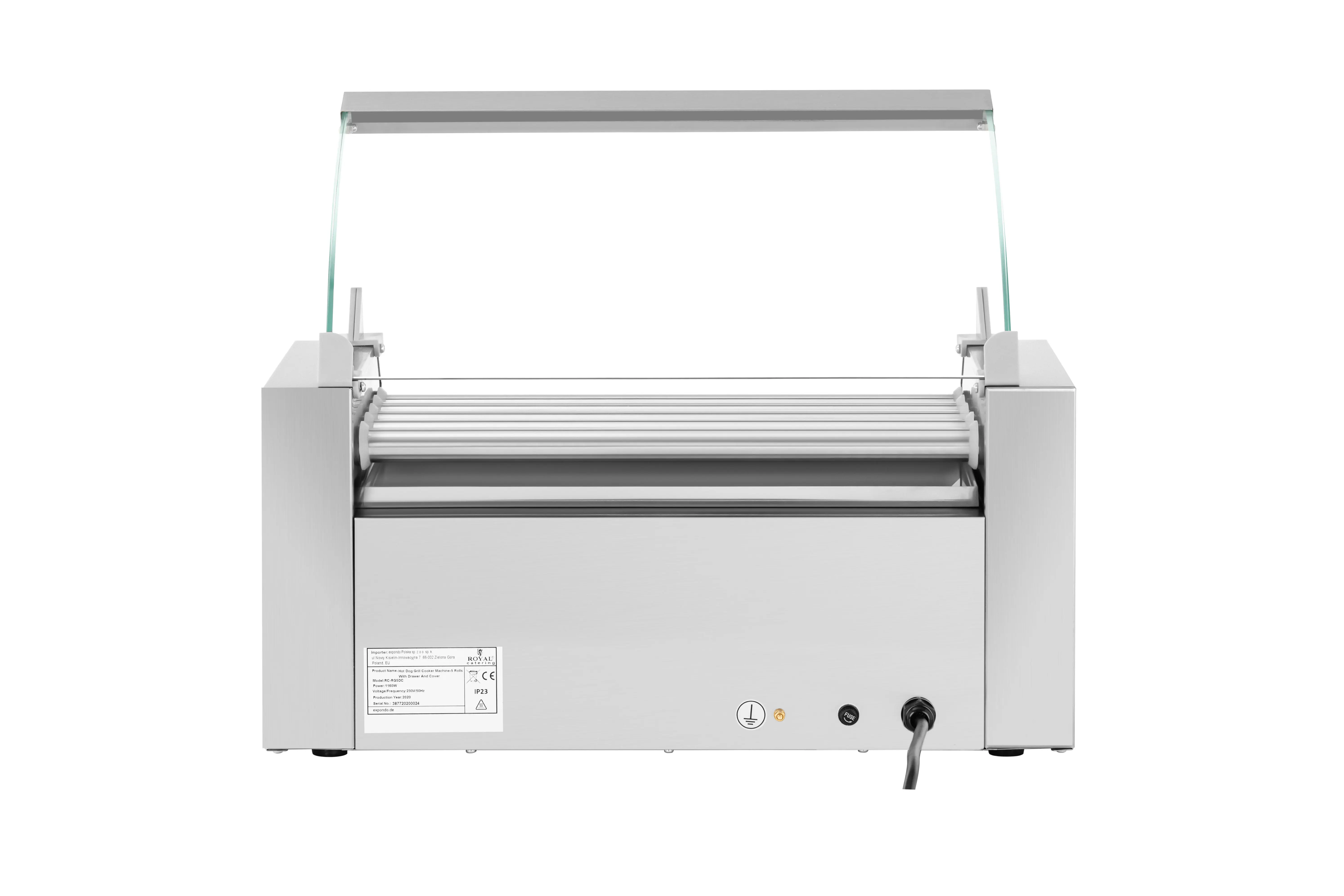 German Quality Standards CE Certified Market Leading Price Stainless Steel 5 Rollers with Warming Drawer Hot Dog Grill